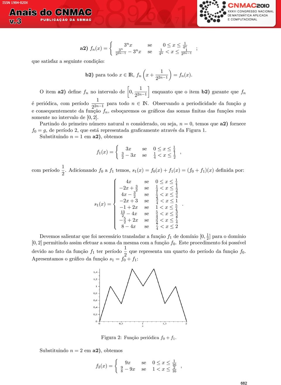 Obrvando a periodicidade da função g 22n e conquentemente da função f n, esboçaremos os gráficos das somas finitas das funções reais somente no intervalo de [0, 2].