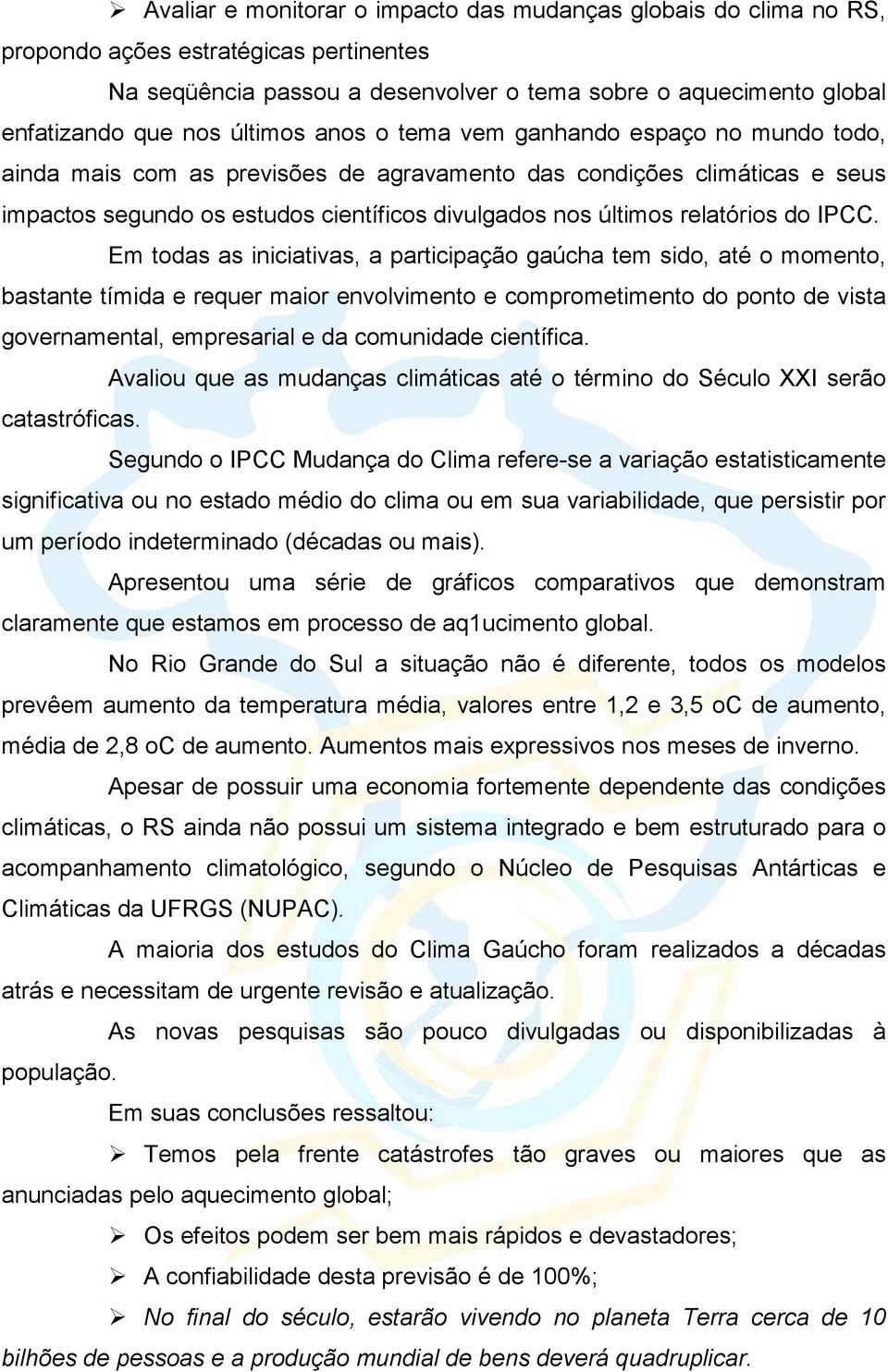 relatórios do IPCC.