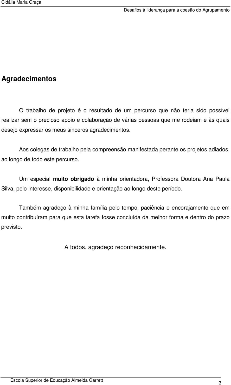 Um especial muito obrigado à minha orientadora, Professora Doutora Ana Paula Silva, pelo interesse, disponibilidade e orientação ao longo deste período.