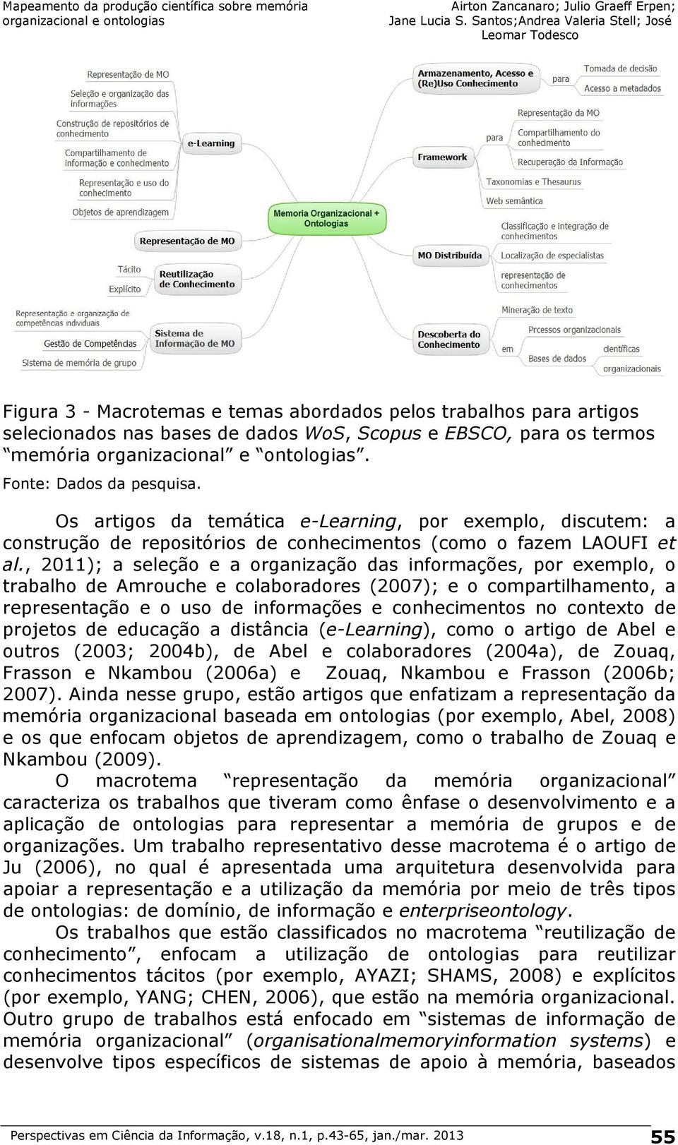 , 2011); a seleção e a organização das informações, por exemplo, o trabalho de Amrouche e colaboradores (2007); e o compartilhamento, a representação e o uso de informações e conhecimentos no