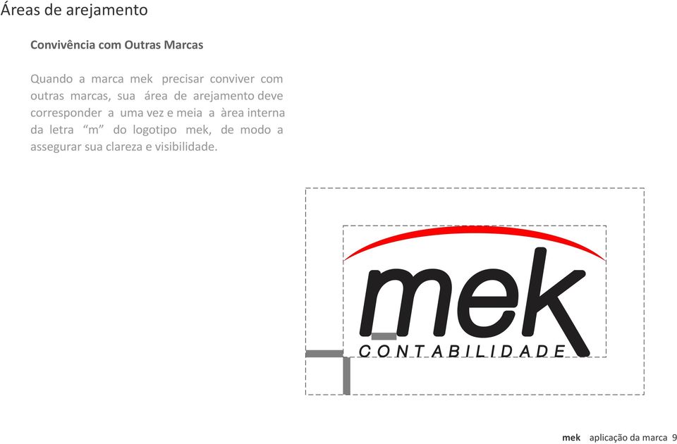 corresponder a uma vez e meia a àrea interna da letra m do logotipo