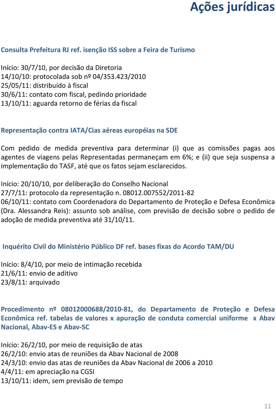 de medida preventiva para determinar (i) que as comissões pagas aos agentes de viagens pelas Representadas permaneçam em 6%; e (ii) que seja suspensa a implementação do TASF, atéque os fatos sejam