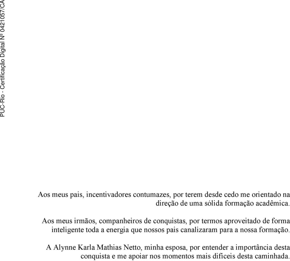 Aos meus irmãos, companheiros de conquistas, por termos aproveitado de forma inteligente toda a energia