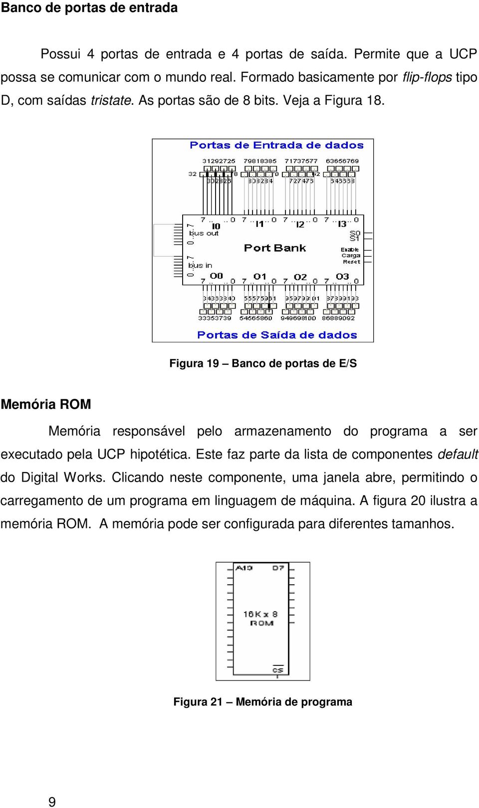 Figura 19 Banco de portas de E/S Memória ROM Memória responsável pelo armazenamento do programa a ser executado pela UCP hipotética.