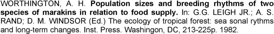 relation to food supply. In: G.G. LEIGH JR.; A. S. RAND; D. M.