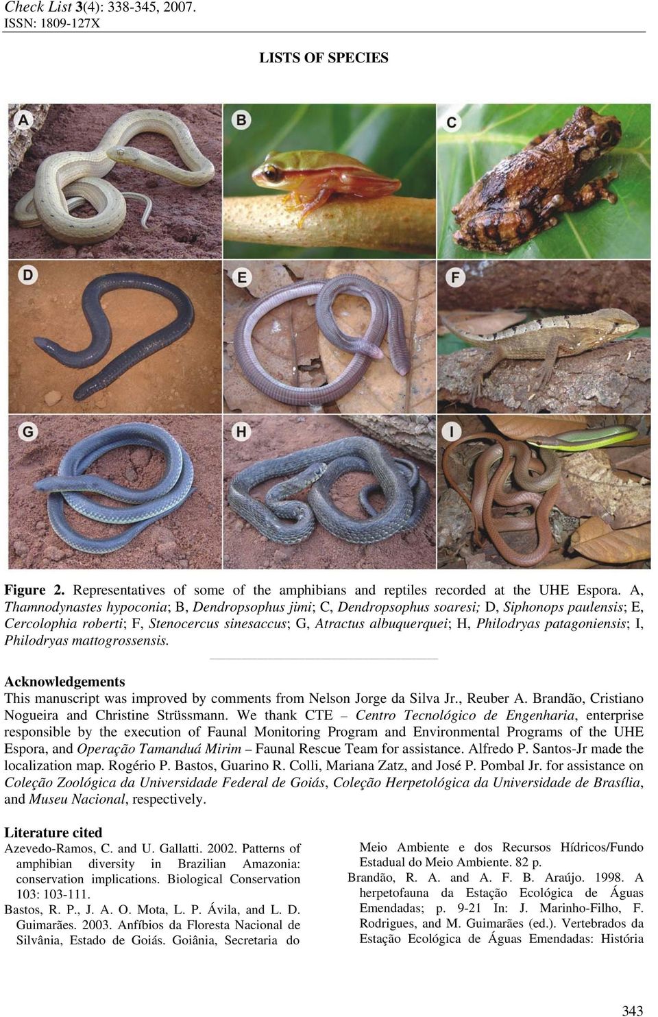 patagoniensis; I, Philodryas mattogrossensis. Acknowledgements This manuscript was improved by comments from Nelson Jorge da Silva Jr., Reuber A. Brandão, Cristiano Nogueira and Christine Strüssmann.