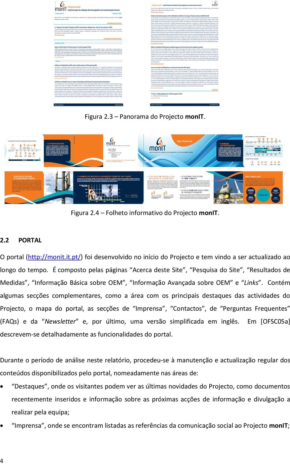 Contém algumas secções complementares, como a área com os principais destaques das actividades do Projecto, o mapa do portal, as secções de Imprensa, Contactos, de Perguntas Frequentes (FAQs) e da