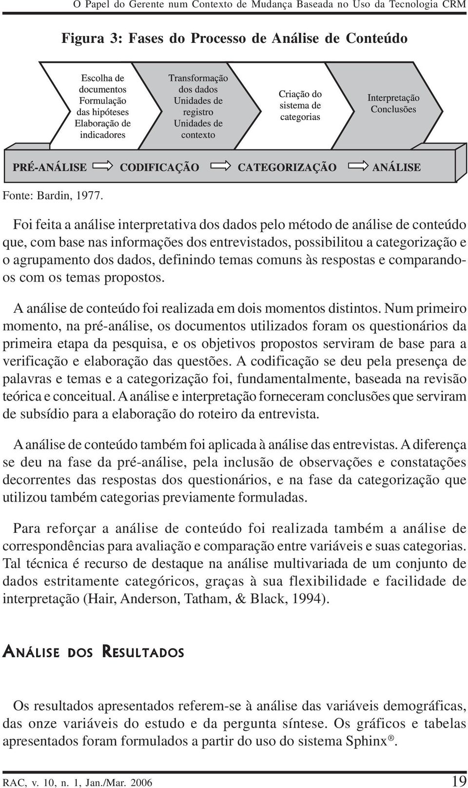 temas comuns às respostas e comparandoos com os temas propostos. A análise de conteúdo foi realizada em dois momentos distintos.