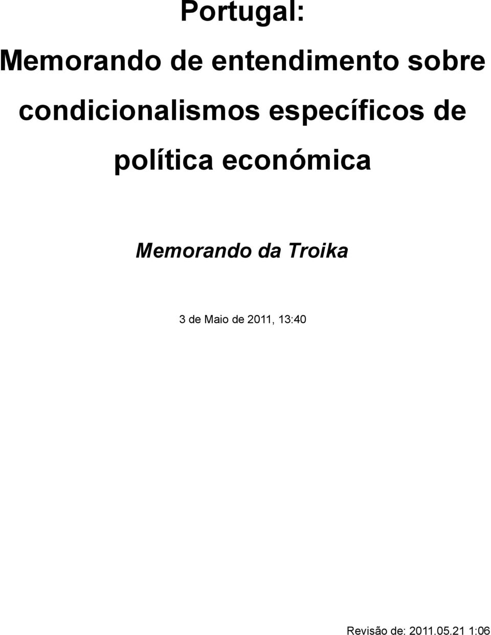 económica Memorando da Troika 3 de Maio