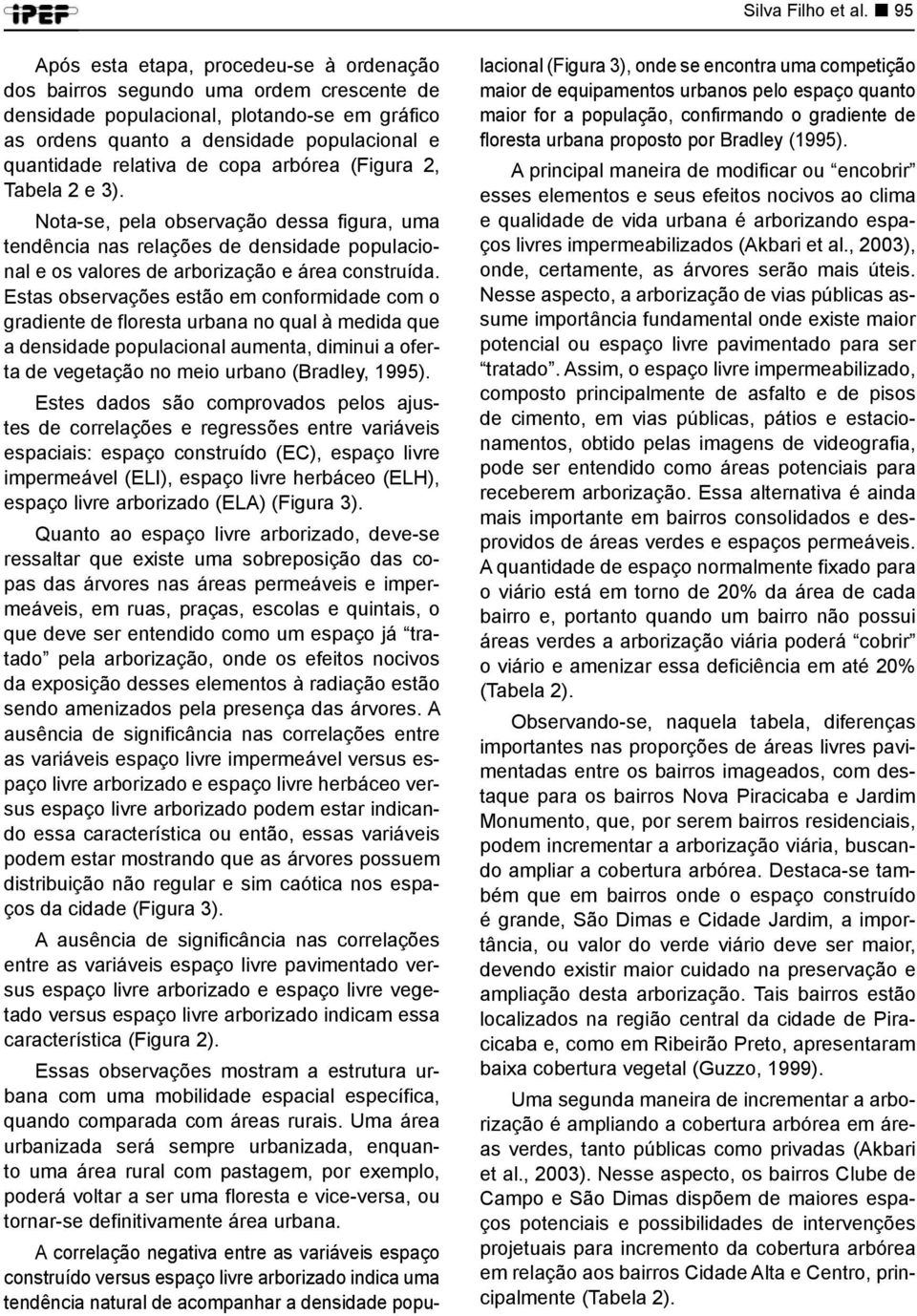 de copa arbórea (Figura 2, Tabela 2 e 3). Nota-se, pela observação dessa figura, uma tendência nas relações de densidade populacional e os valores de arborização e área construída.