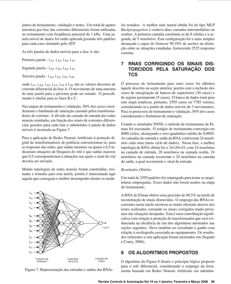 As três janelas de dados móveis para a fase A são: Primeira janela - i A1, i A2, i A3, i A4 Segunda janela - i A2, i A3, i A4, i A5 Terceira janela - i A3, i A4, i A5, i A6 onde i A1, i A2, i A3, i