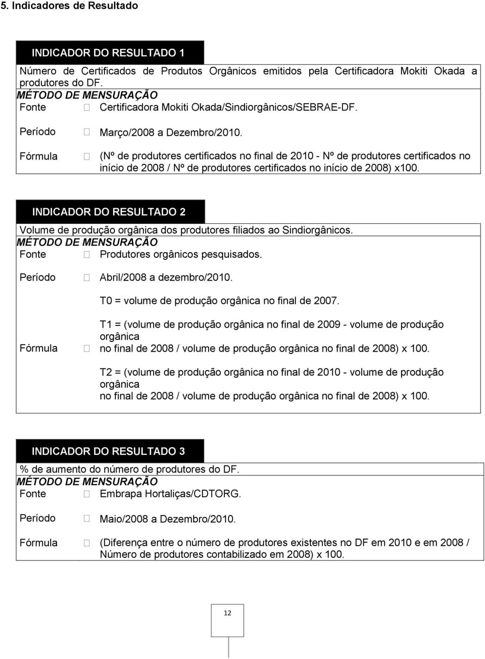 (Nº de produtores certificados no final de 2010 - Nº de produtores certificados no início de 2008 / Nº de produtores certificados no início de 2008) x100.