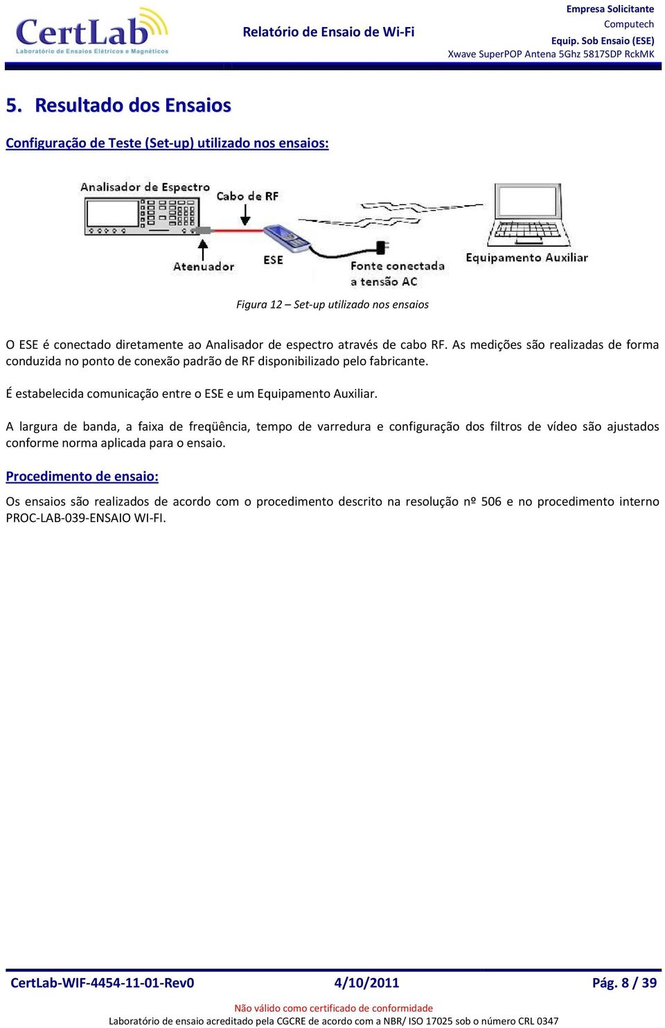 É estabelecida comunicação entre o ESE e um Equipamento Auxiliar.