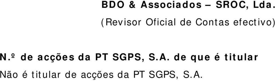 º de acções da PT SGPS, S.A.