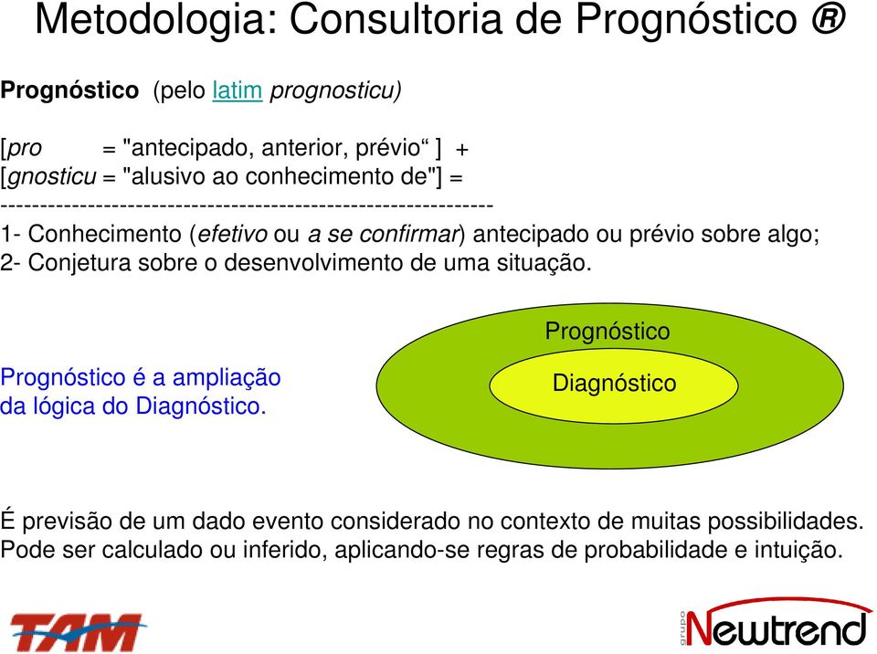 algo; 2- Conjetura sobre o desenvolvimento de uma situação. Prognóstico Prognóstico é a ampliação da lógica do Diagnóstico.