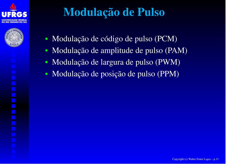 Modulação de largura de pulso (PWM) Modulação de