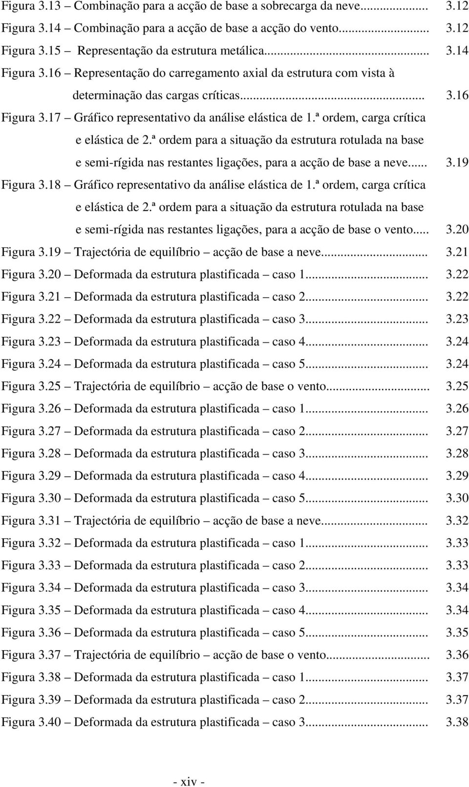 ª ordem, carga crítica e elástica de.ª ordem para a situação da estrutura rotulada na base e semi-rígida nas restantes ligações, para a acção de base a neve... 3.19 Figura 3.