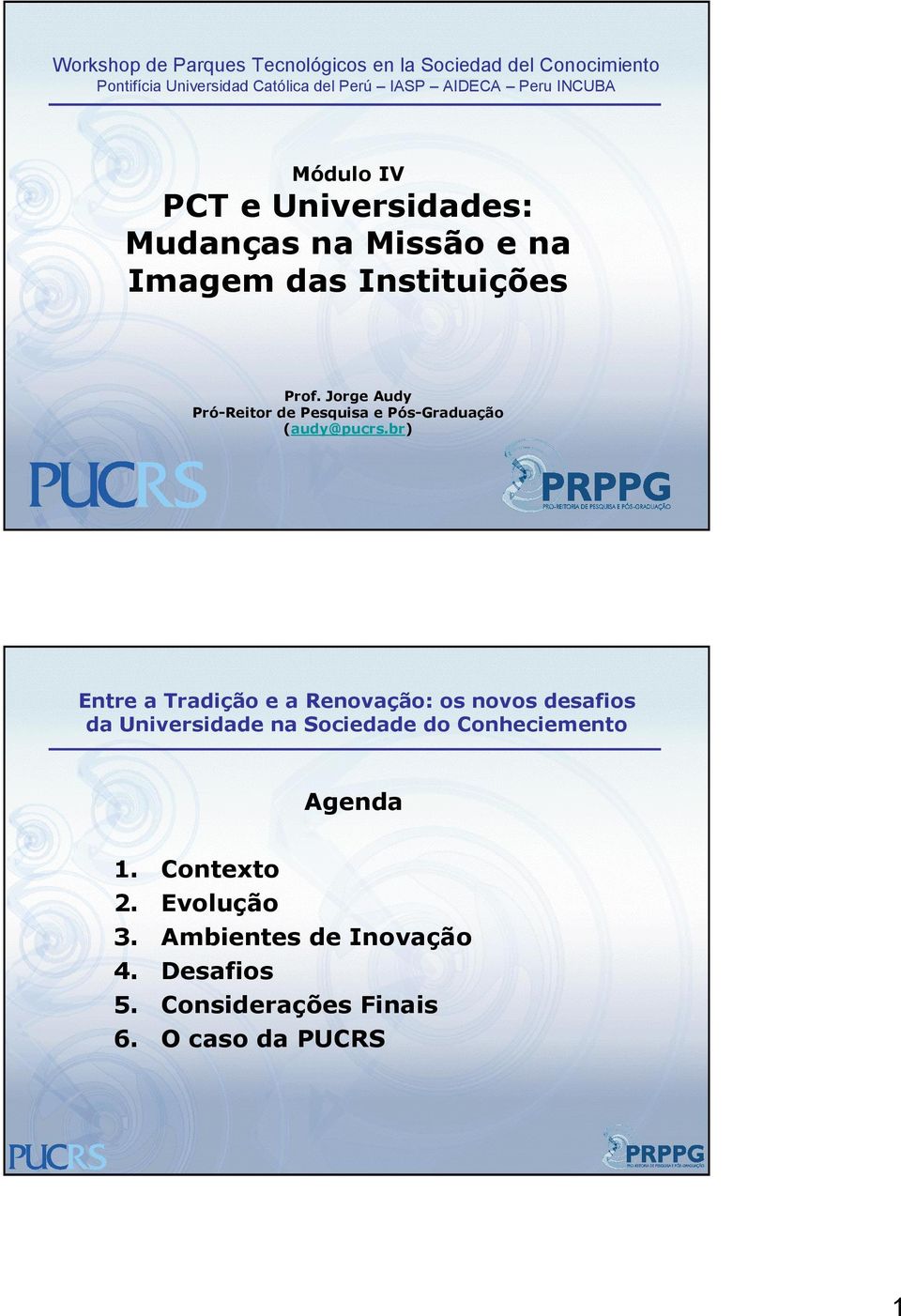 Jorge Audy Pró-Reitor de Pesquisa e Pós-Graduação (audy@pucrs.