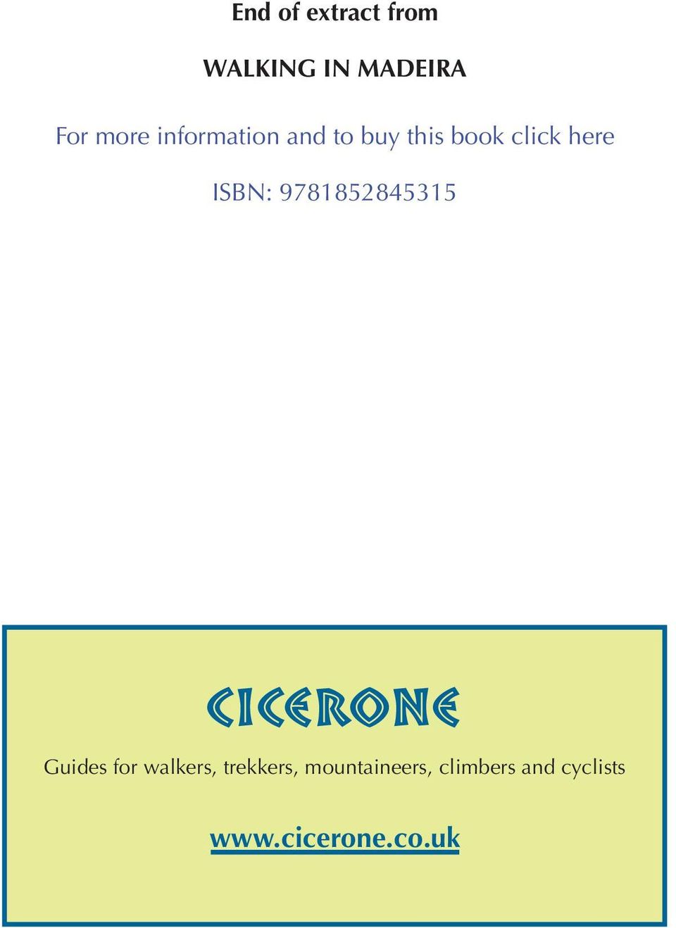 9781852845315 CICERONE Guides for walkers,
