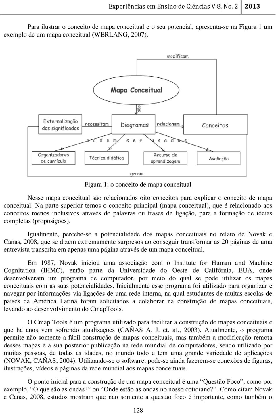 Na parte superior temos o conceito principal (mapa conceitual), que é relacionado aos conceitos menos inclusivos através de palavras ou frases de ligação, para a formação de ideias completas