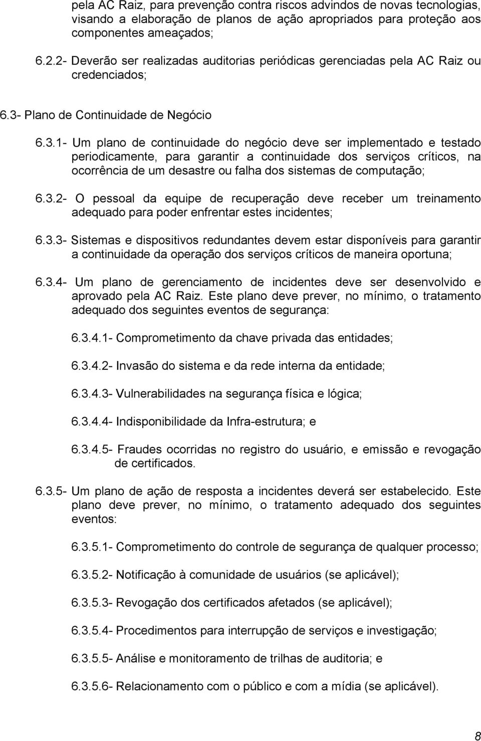 Plano de Continuidade de Negócio 6.3.