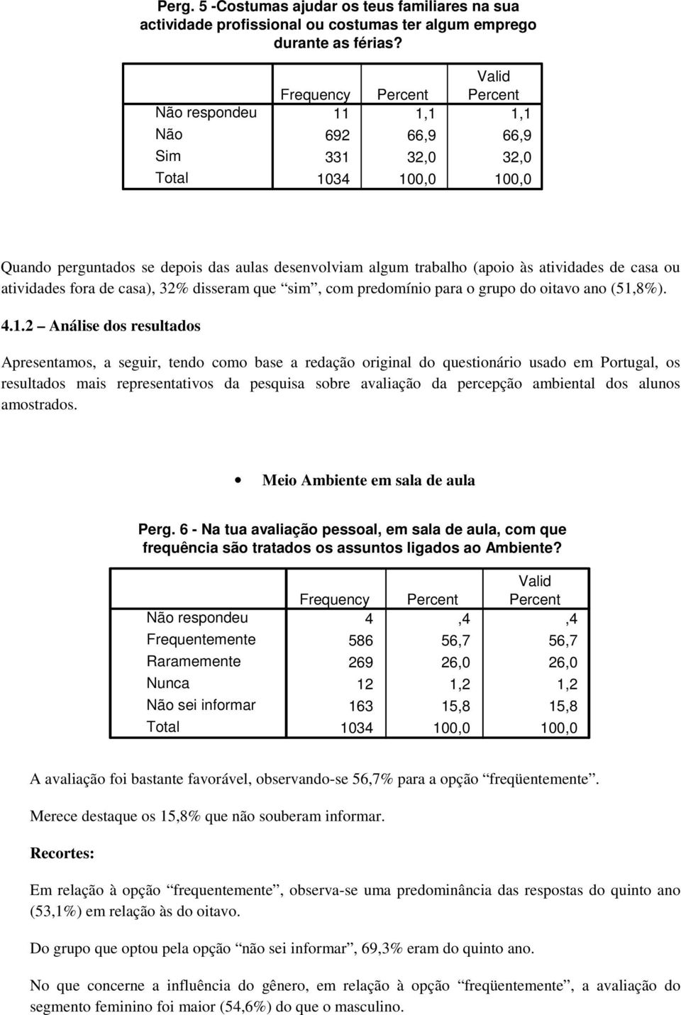 predomínio para o grupo do oitavo ano (51,