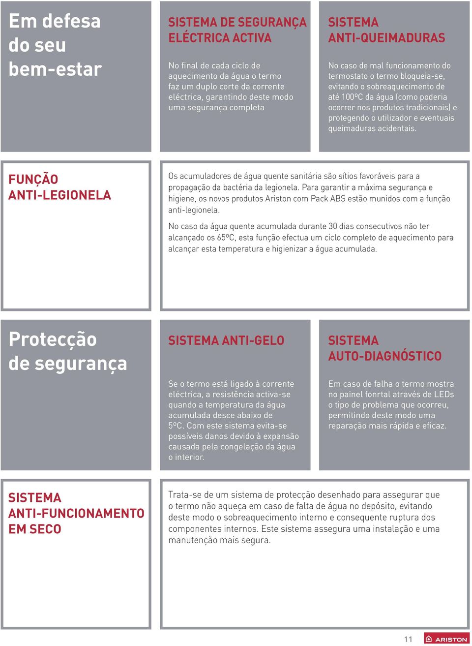 protegendo o utilizador e eventuais queimaduras acidentais. FUNÇÃO ANTI-LEGIONELA Os acumuladores de água quente sanitária são sítios favoráveis para a propagação da bactéria da legionela.