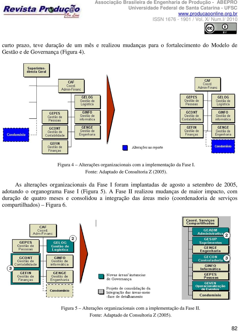 As alterações organizacionais da Fase I foram implantadas de agosto a setembro de 2005, adotando o organograma Fase I (Figura 5).