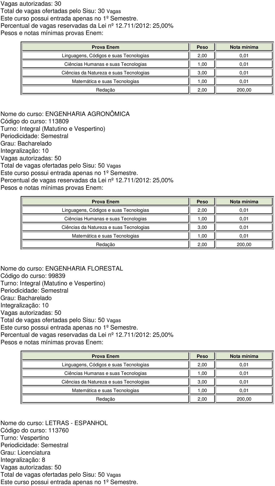 113809 Nome do curso: ENGENHARIA FLORESTAL Código do curso: 99839