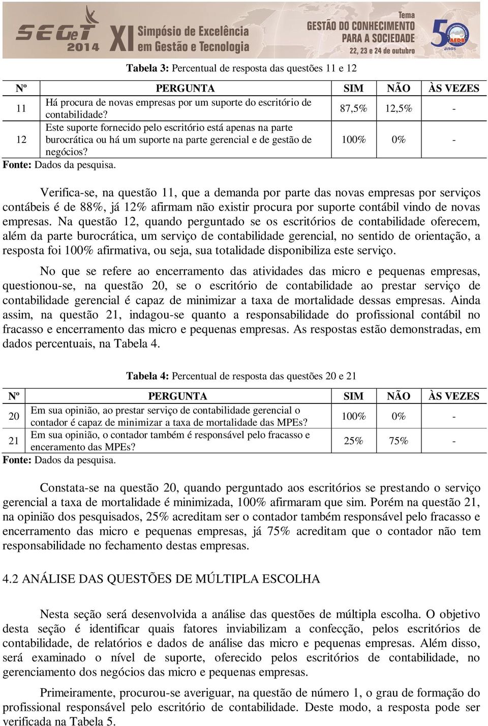 Verifica-se, na questão 11, que a demanda por parte das novas empresas por serviços contábeis é de 88%, já 12% afirmam não existir procura por suporte contábil vindo de novas empresas.