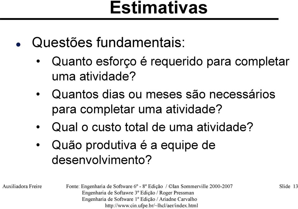 Qual o custo total de uma atividade? Quão produtiva é a equipe de desenvolvimento?