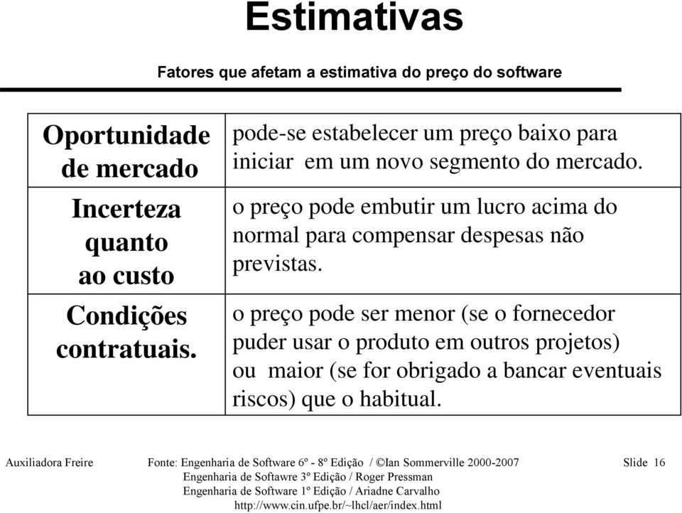 o preço pode embutir um lucro acima do normal para compensar despesas não previstas.