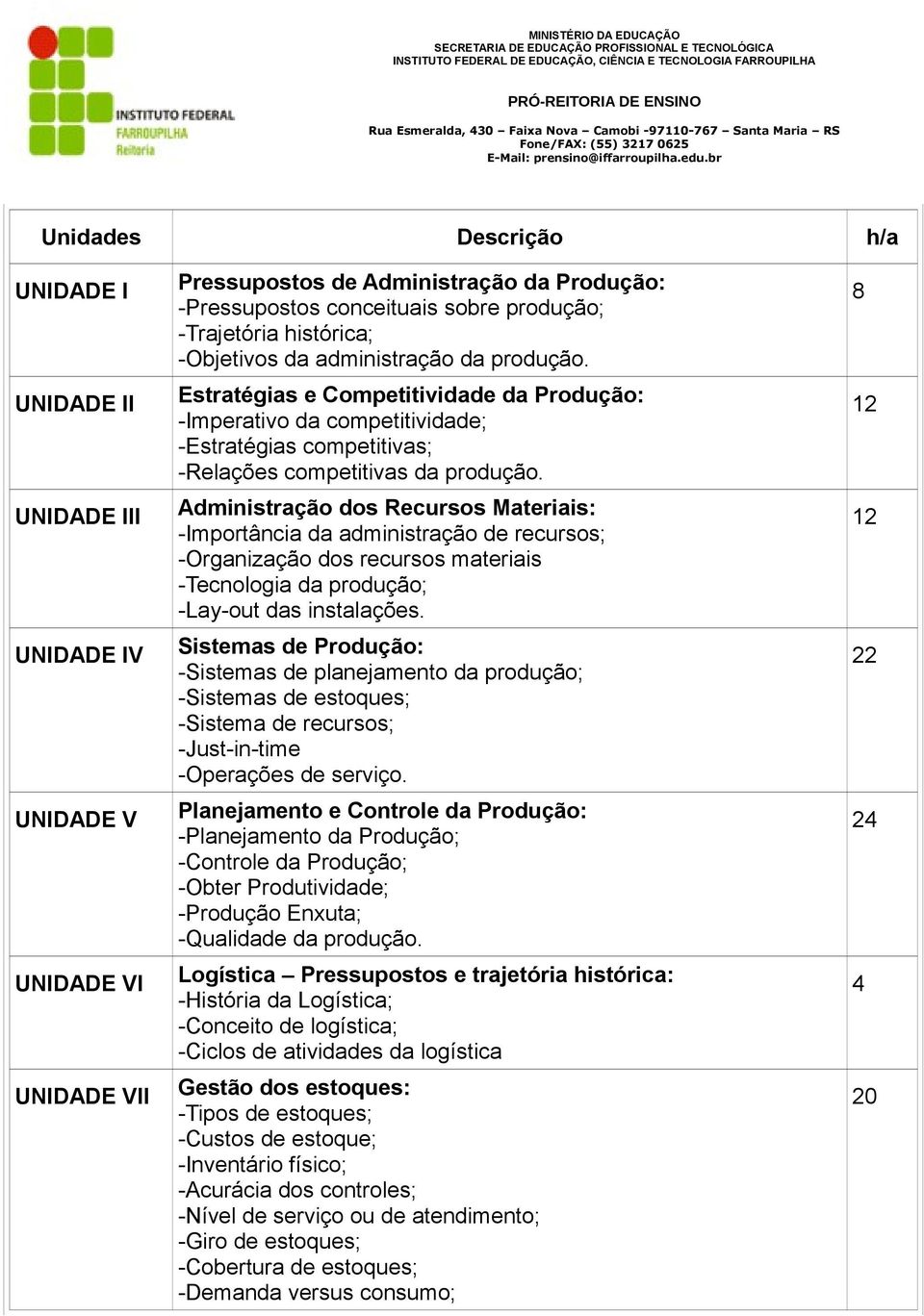 Administração dos Recursos Materiais: -Importância da administração de recursos; -Organização dos recursos materiais -Tecnologia da produção; -Lay-out das instalações.