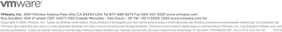 Este produto é protegido por leis norte-americanas e internacionais de direitos autorais e propriedade intelectual.