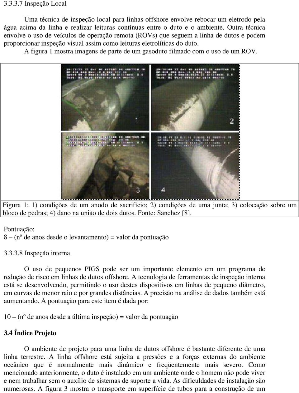 A figura 1 mostra imagens de parte de um gasoduto filmado com o uso de um ROV.