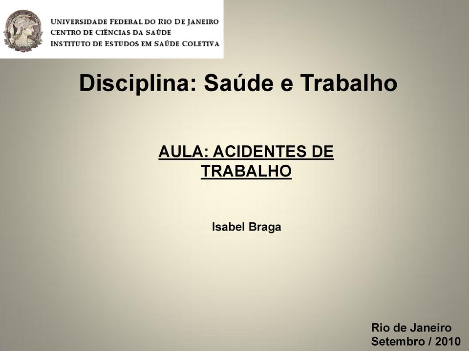 DE TRABALHO Isabel Braga