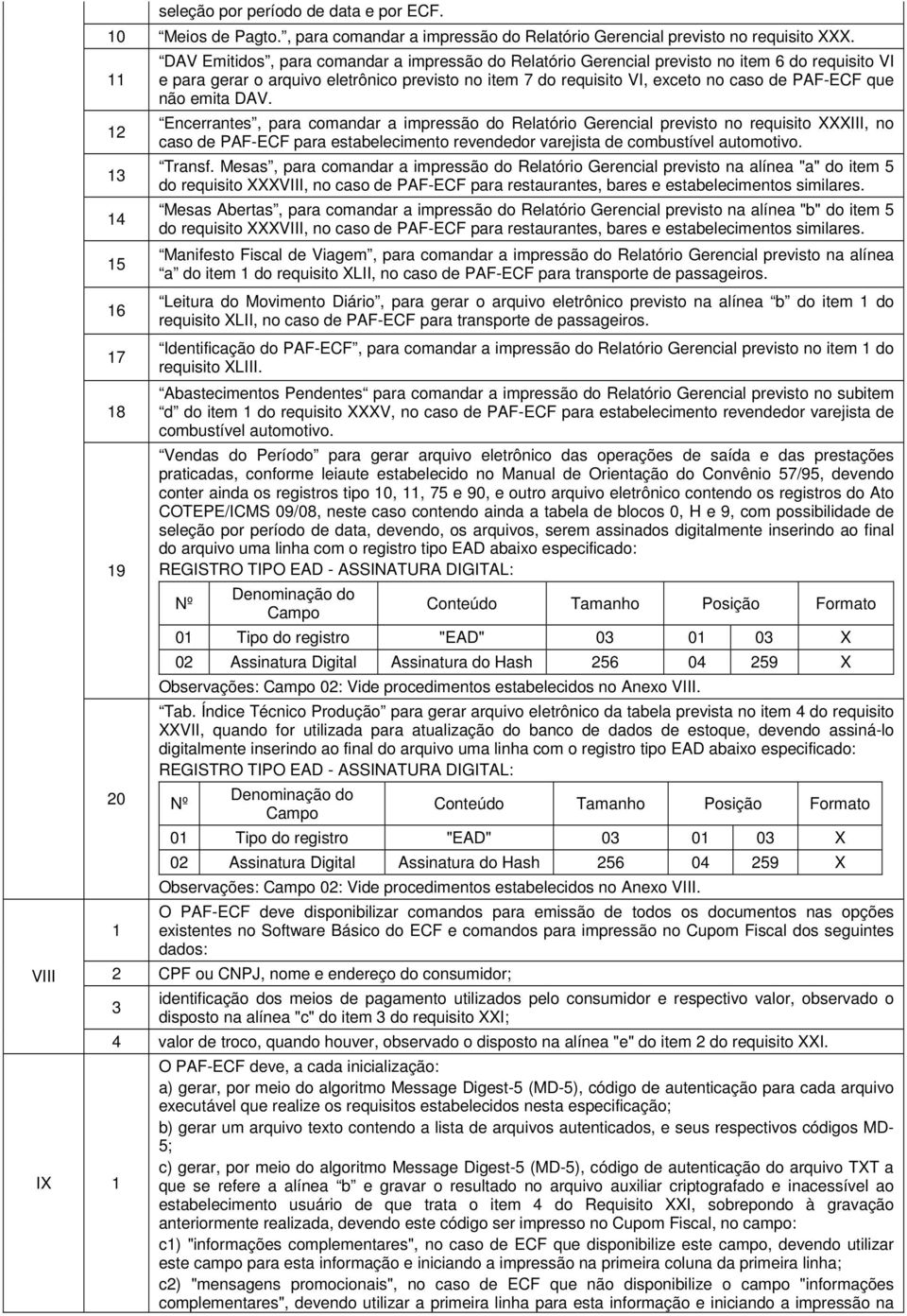 exceto no caso de PF-ECF que não emita DV.