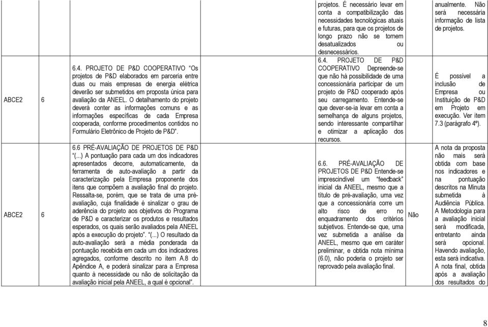 O detalhamento do projeto deverá conter as informações comuns e as informações específicas de cada Empresa cooperada, conforme procedimentos contidos no Formulário Eletrônico de Projeto de P&D. 6.