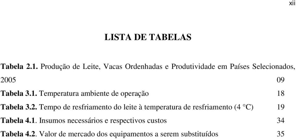 1. Temperatura ambiente de operação 18 Tabela 3.2.