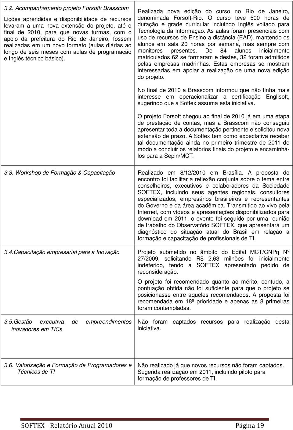 Realizada nova edição do curso no Rio de Janeiro, denominada Forsoft-Rio. O curso teve 500 horas de duração e grade curricular incluindo Inglês voltado para Tecnologia da Informação.