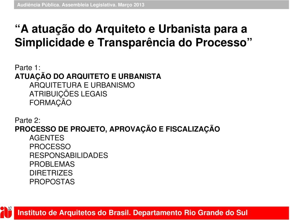 AQUITETUA E UBANISM ATIBUIÇÕES LEGAIS FMAÇÃ Parte 2: PCESS DE