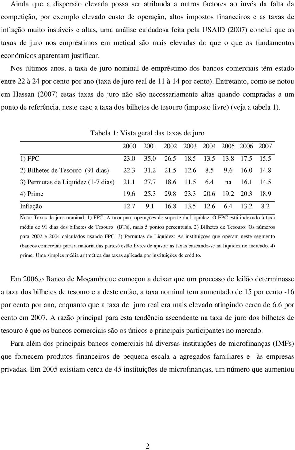 Nos últimos anos, a taxa de juro nominal de empréstimo dos bancos comerciais têm estado entre 22 à 24 por cento por ano (taxa de juro real de 11 à 14 por cento).