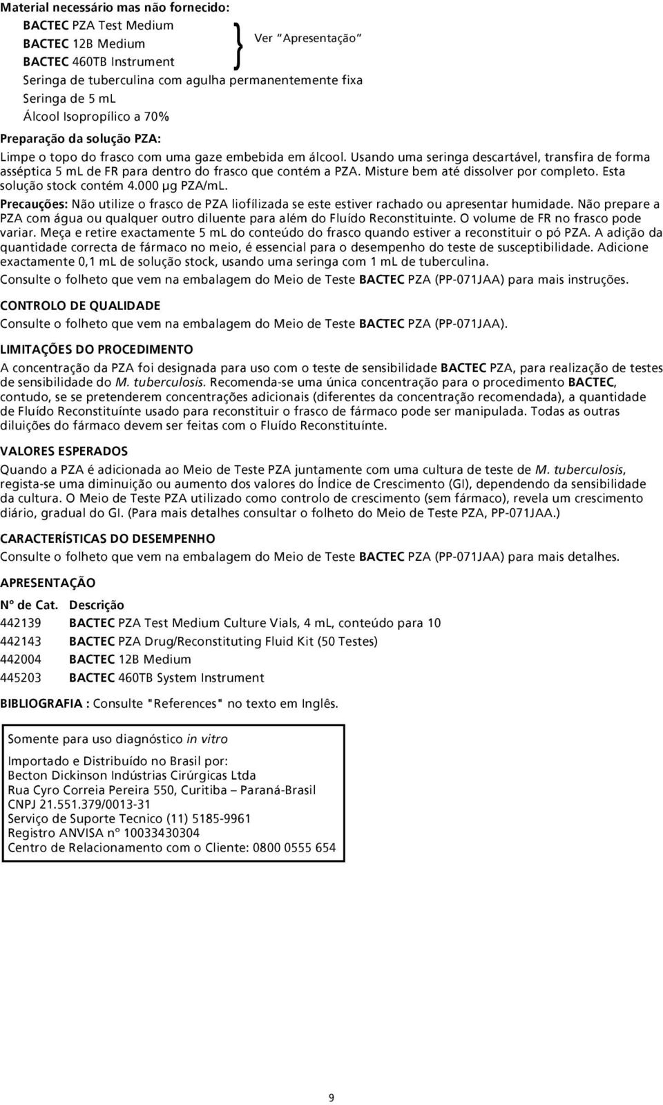 Usando uma seringa descartável, transfira de forma asséptica 5 ml de FR para dentro do frasco que contém a PZA. Misture bem até dissolver por completo. Esta solução stock contém 4.000 µg PZA/mL.