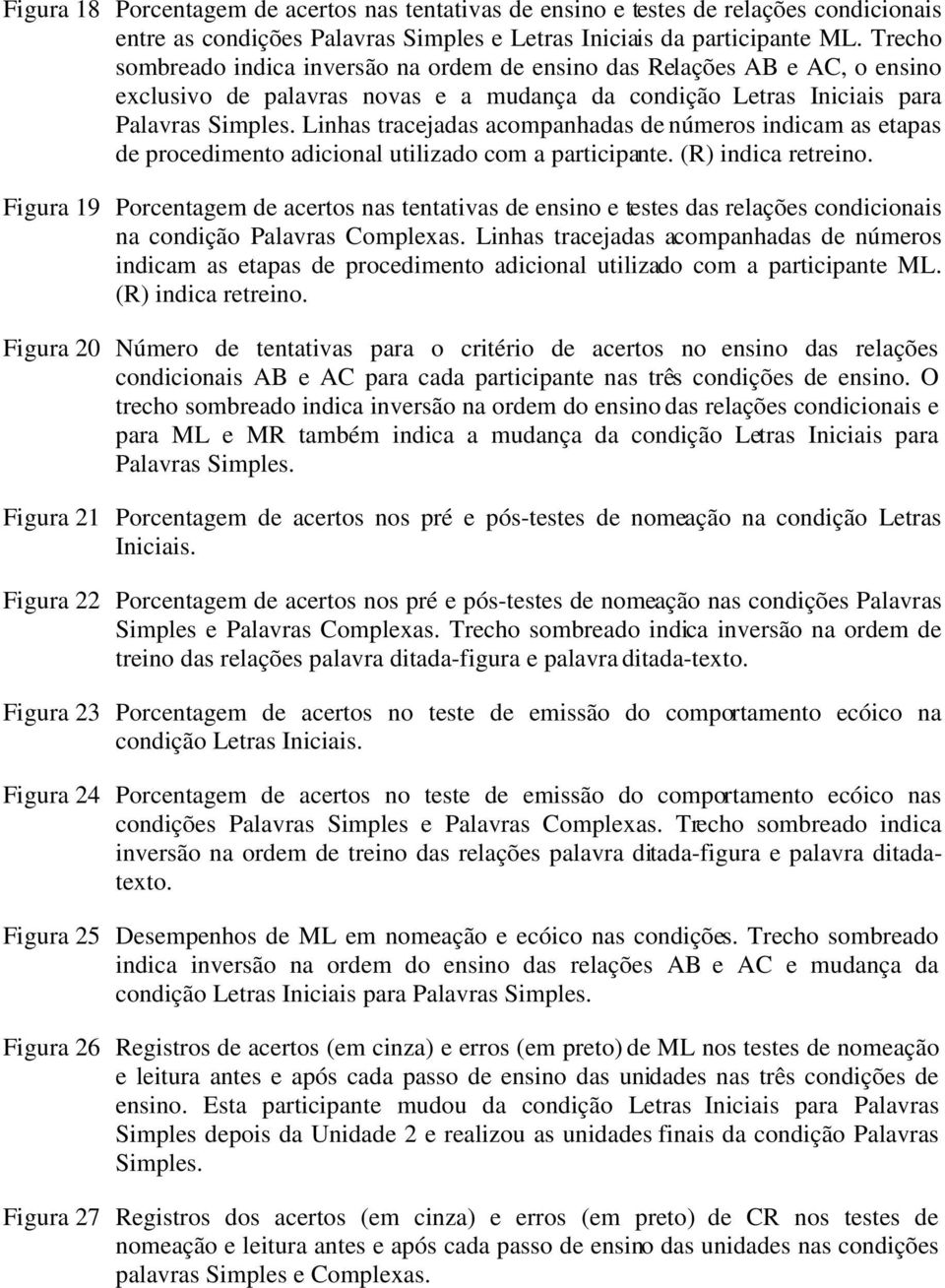 Linhas tracejadas acompanhadas de números indicam as etapas de procedimento adicional utilizado com a participante. (R) indica retreino.