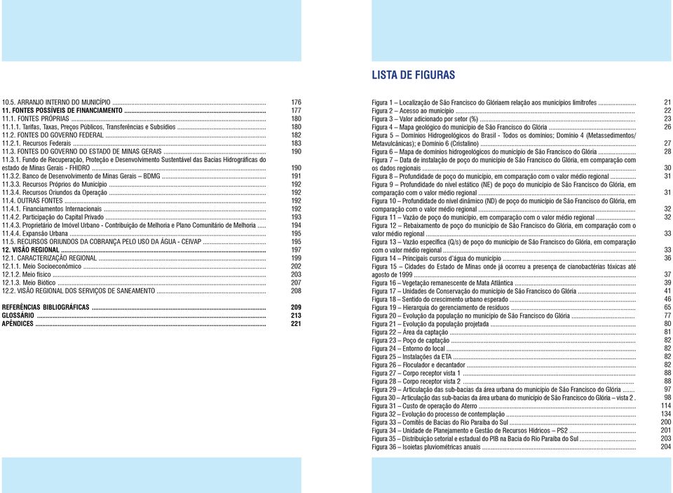 .. 11.3.2. Banco de Desenvolvimento de Minas Gerais BDMG... 11.3.3. Recursos Próprios do Município... 11.3.4. Recursos Oriundos da Operação... 11.4. OUTRAS FONTES... 11.4.1. Financiamentos Internacionais.