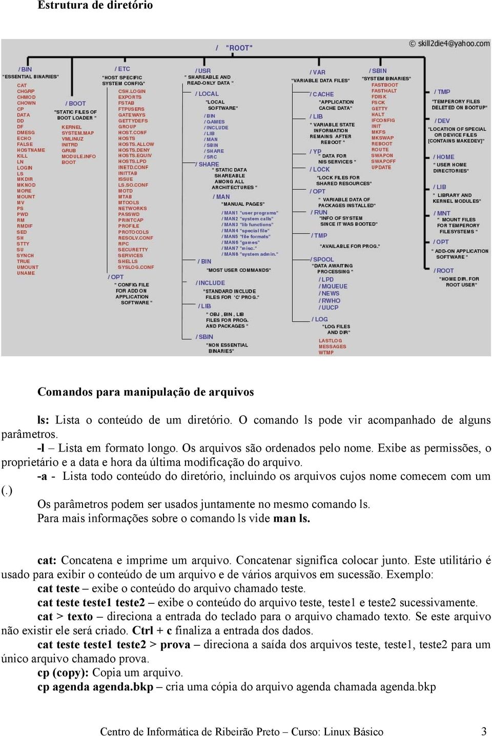 -a - Lista todo conteúdo do diretório, incluindo os arquivos cujos nome comecem com um (.) Os parâmetros podem ser usados juntamente no mesmo comando ls.