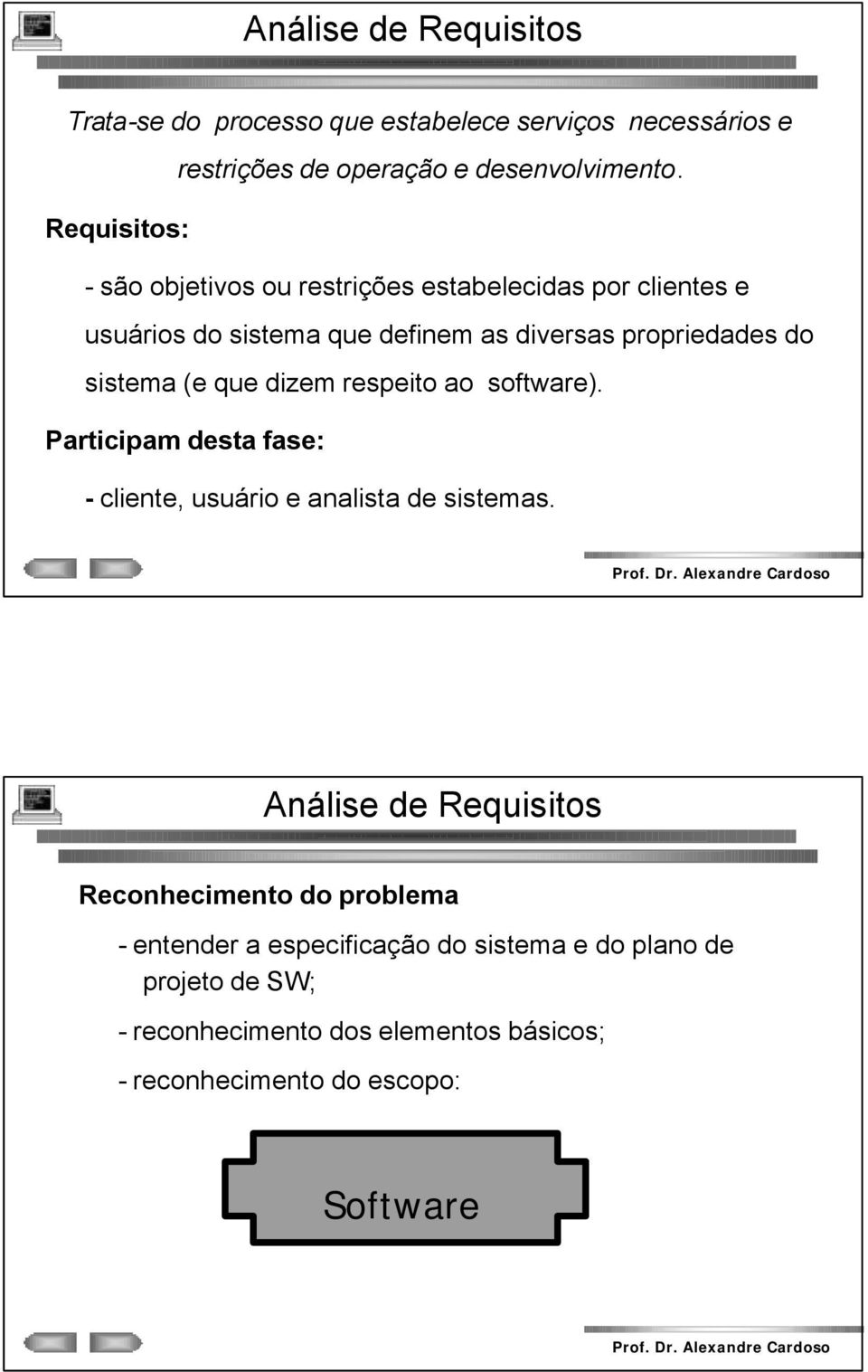 (e que dizem respeito ao software). Participam desta fase: - cliente, usuário e analista de sistemas.