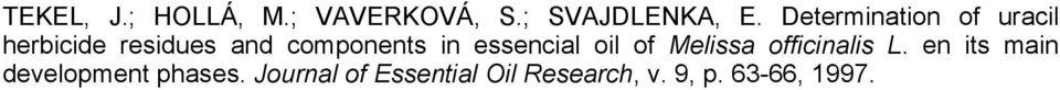 essencial oil of Melissa officinalis L.