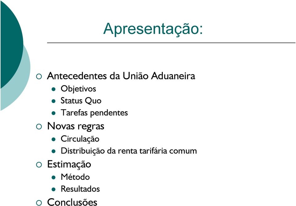 regras Circulação Distribuição da renta