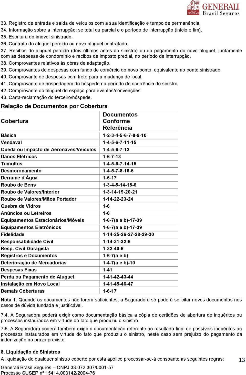 Recibos do aluguel perdido (dois últimos antes do sinistro) ou do pagamento do novo aluguel, juntamente com as despesas de condomínio e recibos de imposto predial, no período de interrupção. 38.